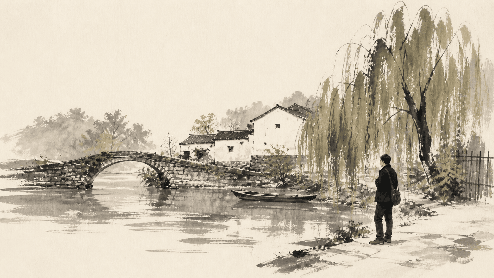 Resultado generado: Escena de viaje convertida en tinta expresiva china