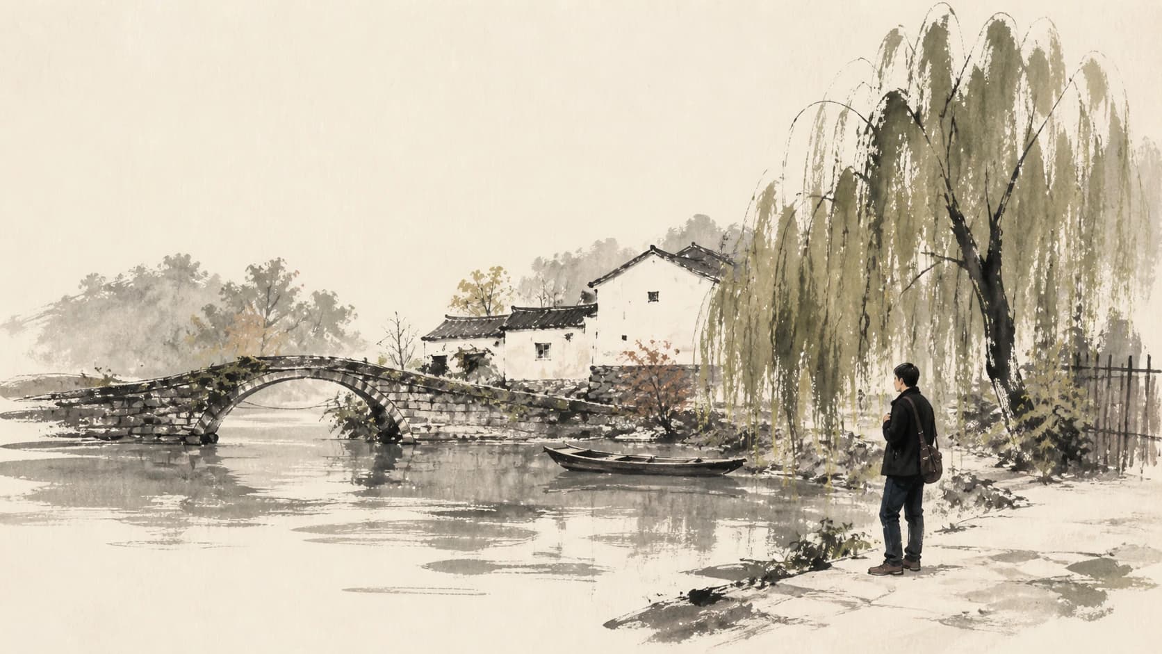 将旅行照片转化为中式写意水墨画：保留人物与地标识别要素的实操指南