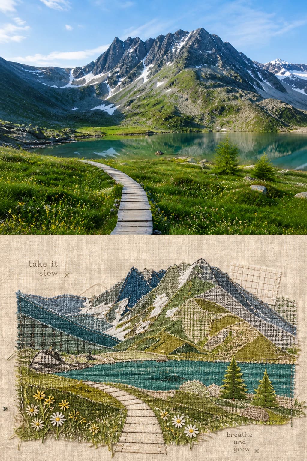 Turn a Landscape Photo Into a Stitched Fabric Collage Diptych