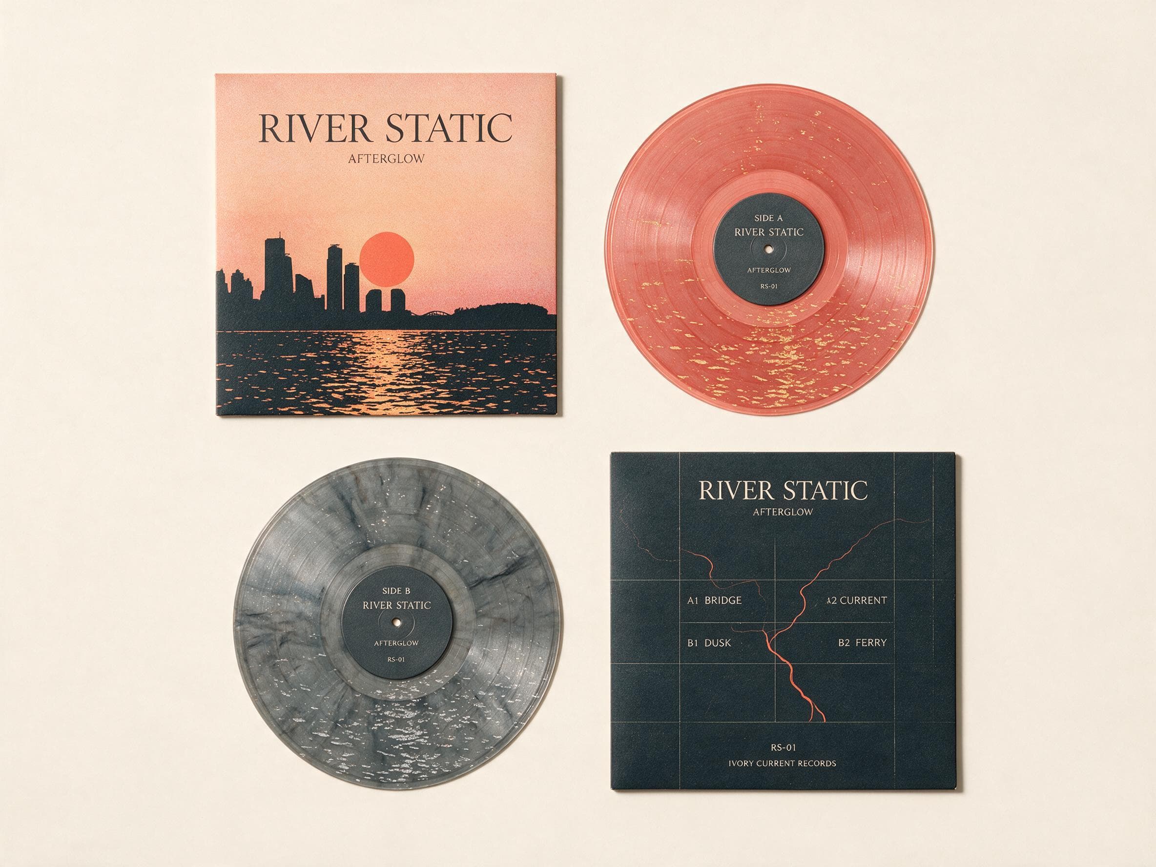 Cómo convertir una foto de atardecer en un lanzamiento de vinilo ficticio coherente